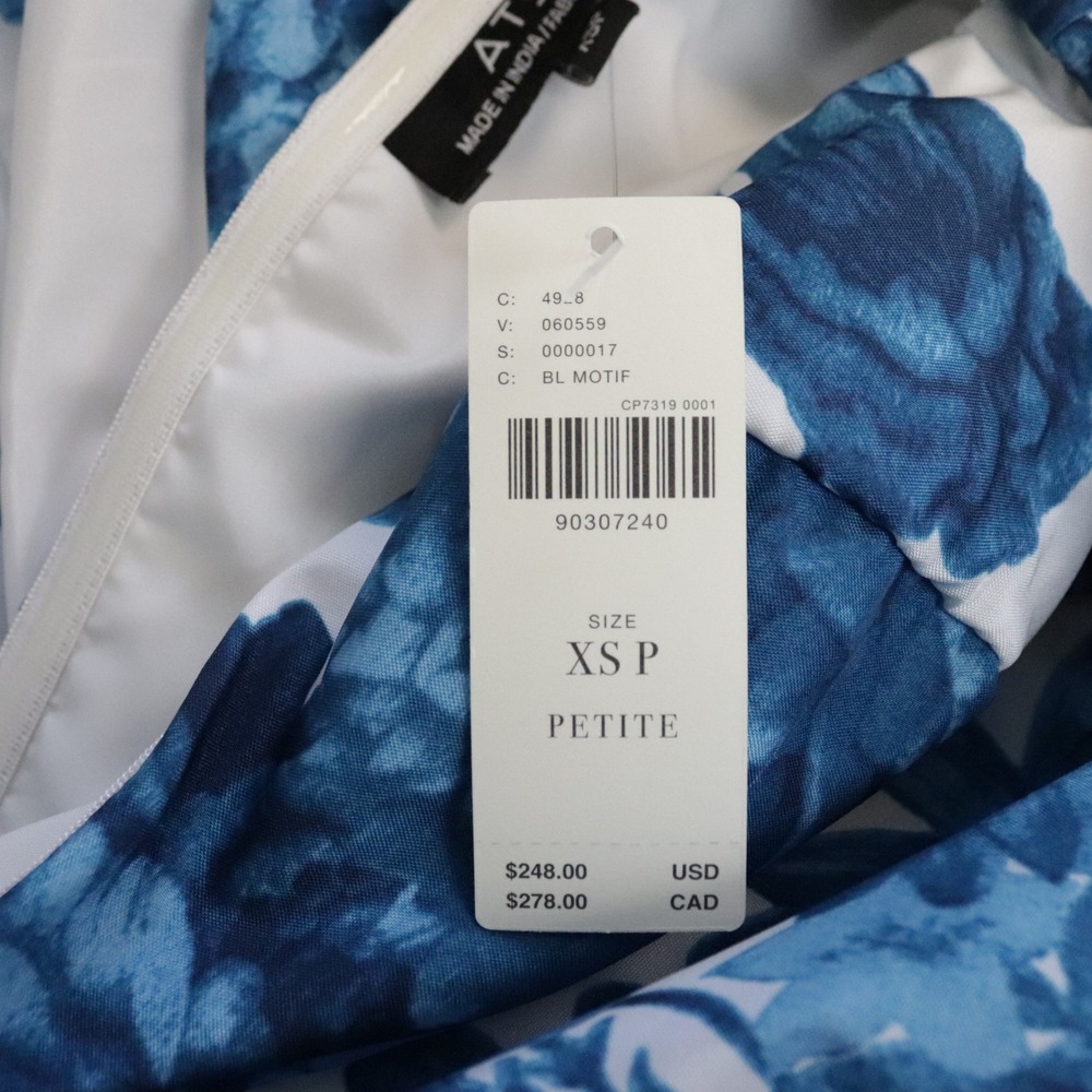 NWT Anthropologie Atsu Bow Maxi Dress Blue Floral One Shoulder XS‎ Petite XSP - Picture 10 of 11